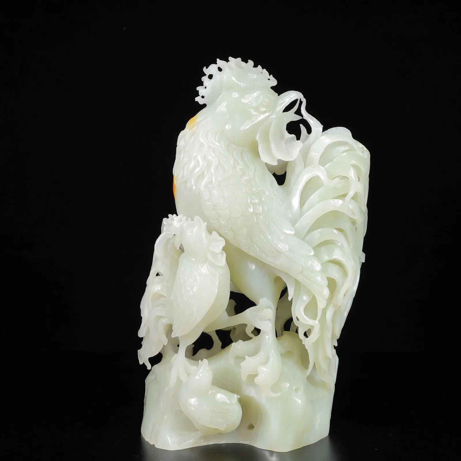 An Exquisite White Jade Rooster Ornament