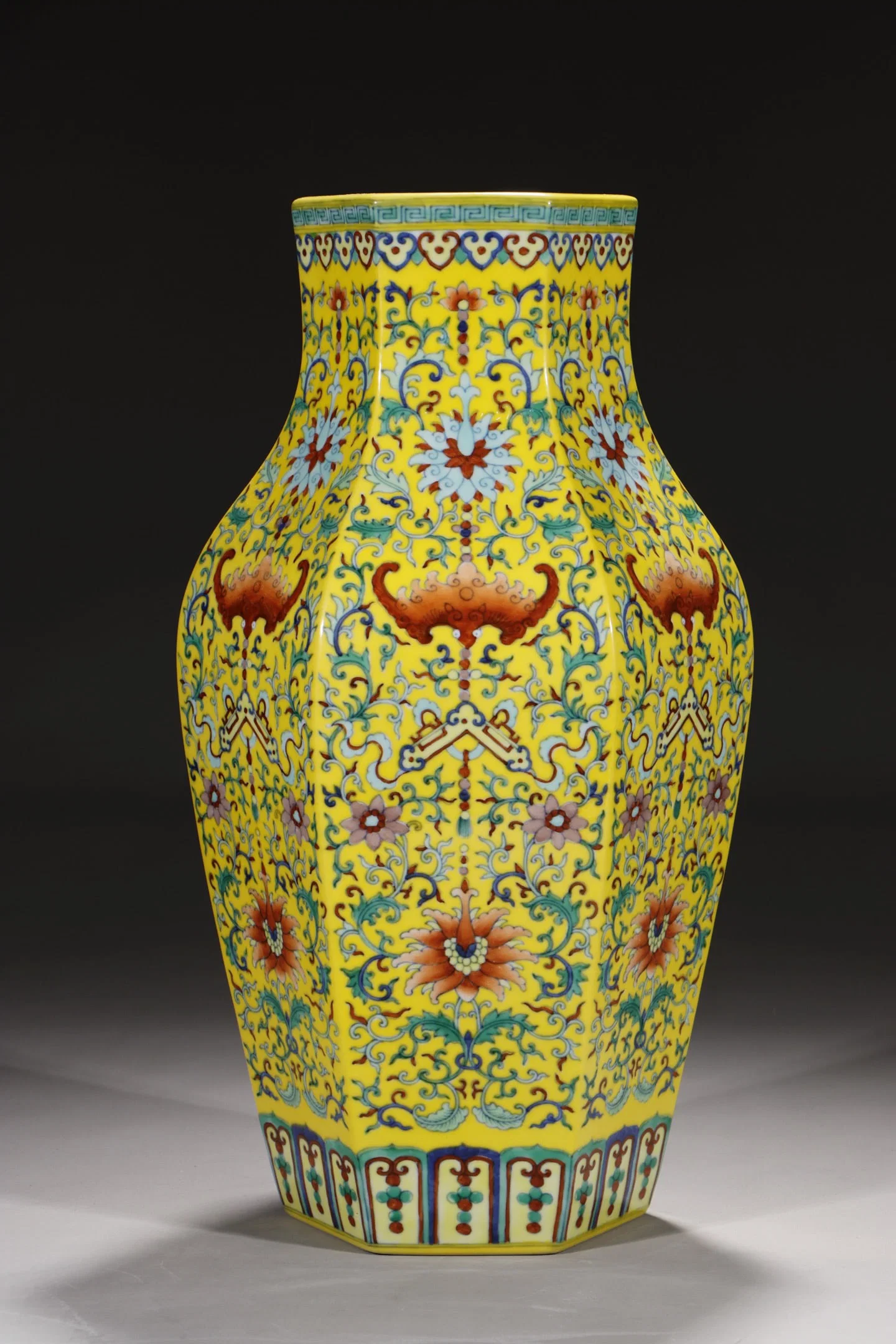 An Exquisite Yellow Ground Doucai Lotus Pattern Vase