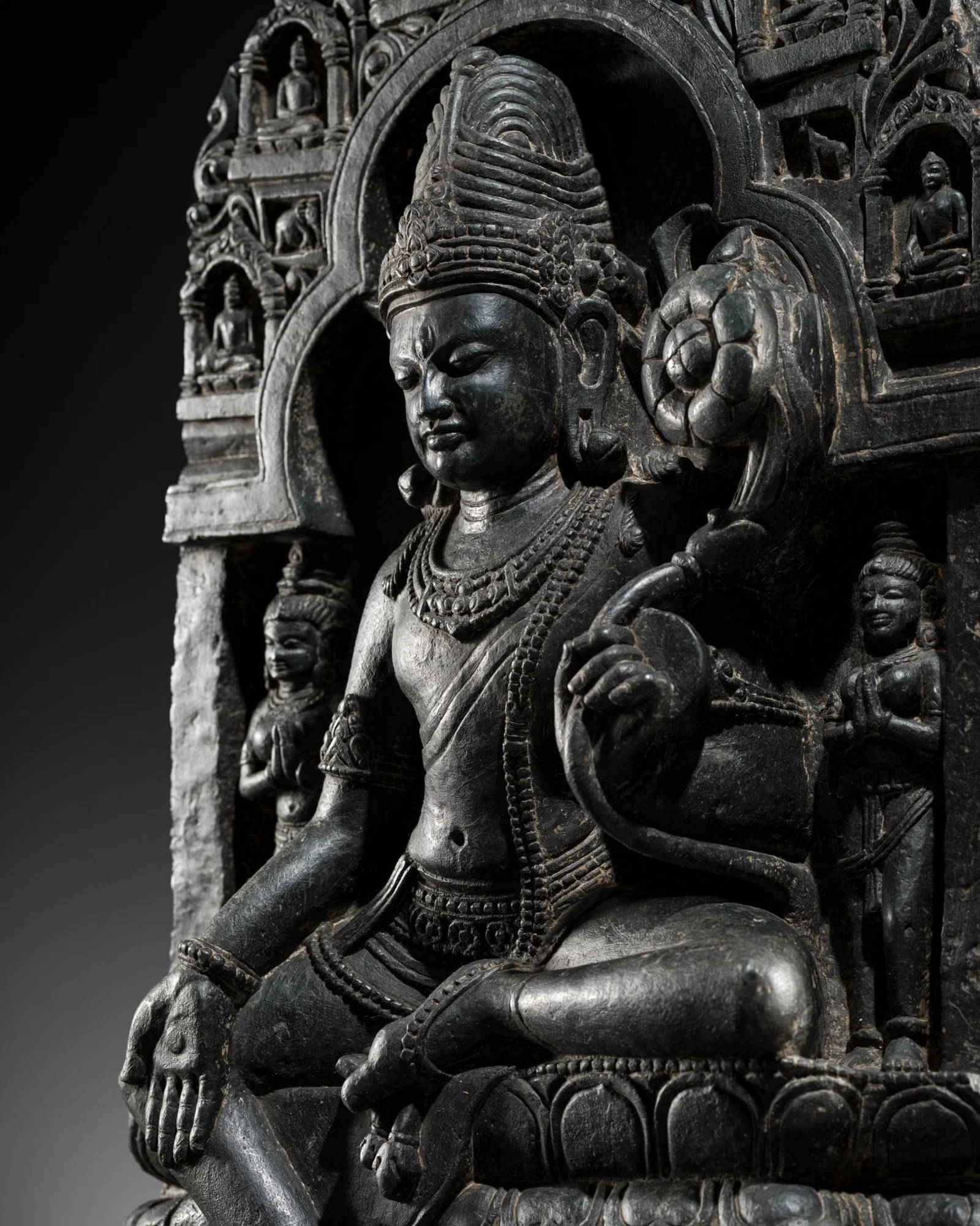 AN IMPORTANT BLACK STONE STELE OF PADMAPANI, PALA PERIOD, NORTHEASTERN INDIA, 10TH-12TH CENTURY
