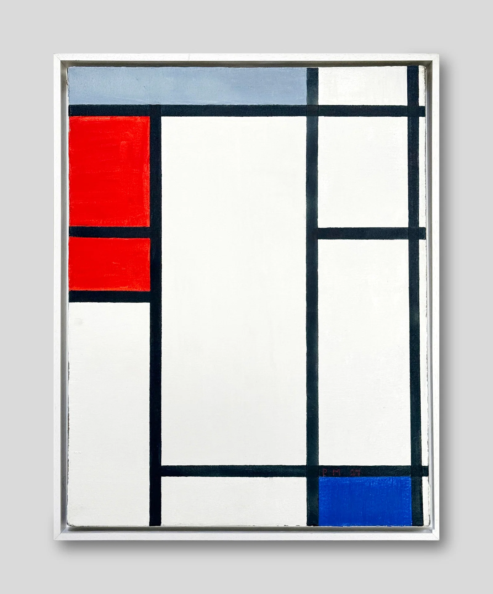 AN OIL PAINTING ON CANVAS WITH THE MARK OF PIET MONDRIAN