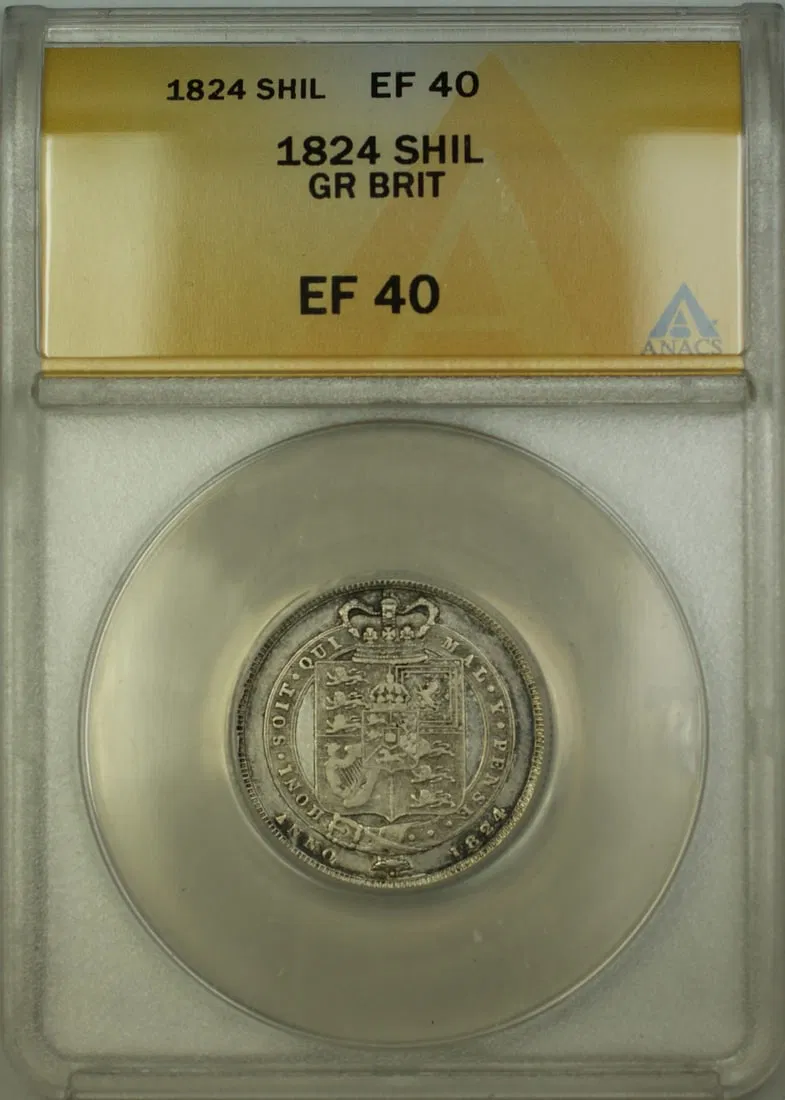 ANACS EF-40 Certified 1824 Silver Shilling from United Kingdom
