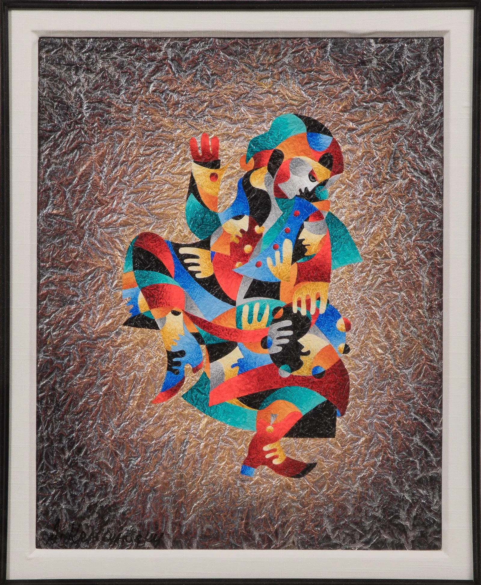 Anatole Krasnoyarsky (Ukrainian, 1930-2023) 'Dancing Jesters' Mixed Media