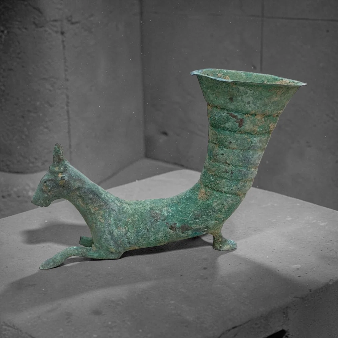 Ancient Bronze Rhyton - Animal Form Vessel, 86g, 20AA