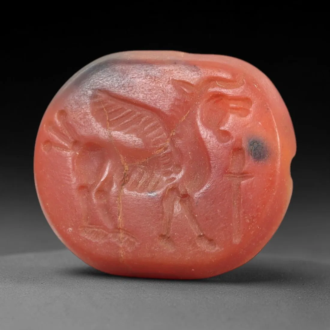 Ancient Carnelian Intaglio - Near Eastern Winged Beast Seal, 16AL