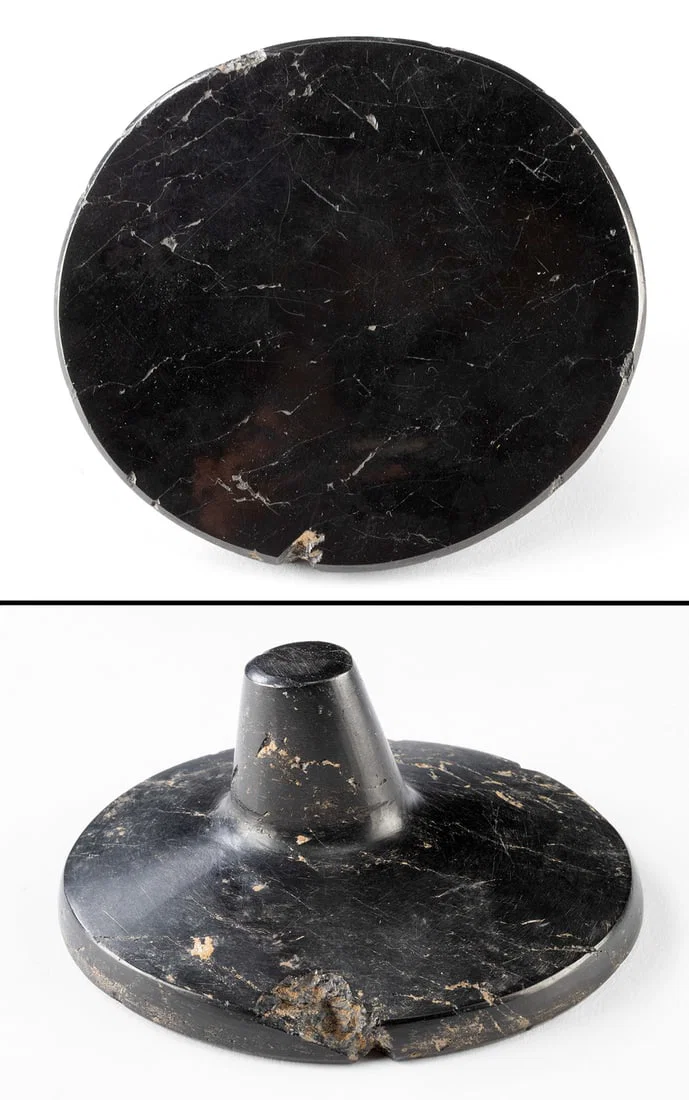 Ancient Chavin Black Anthracite Stone Mirror