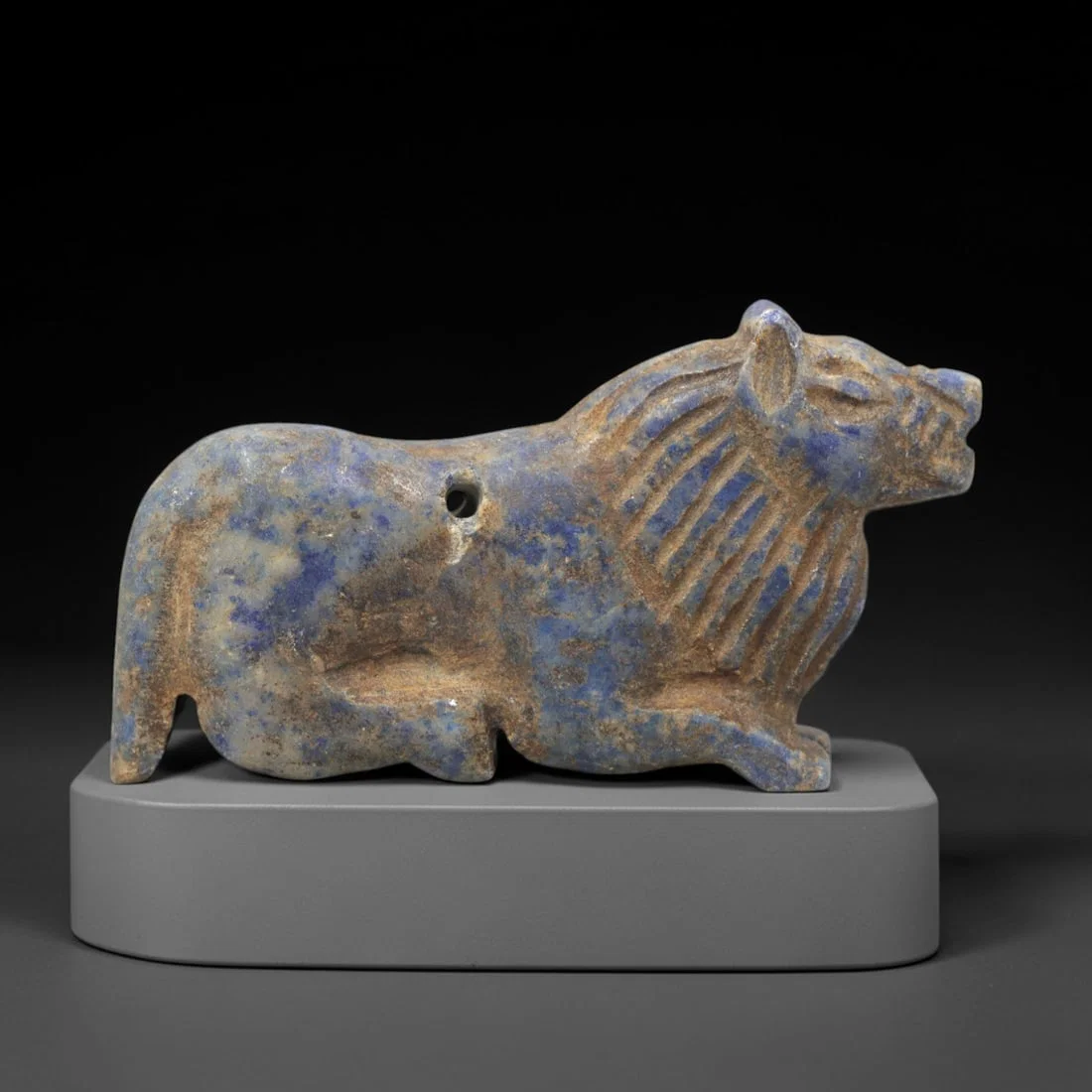 Ancient Lapis Feline Amulet - Near Eastern Figurine, 57XV