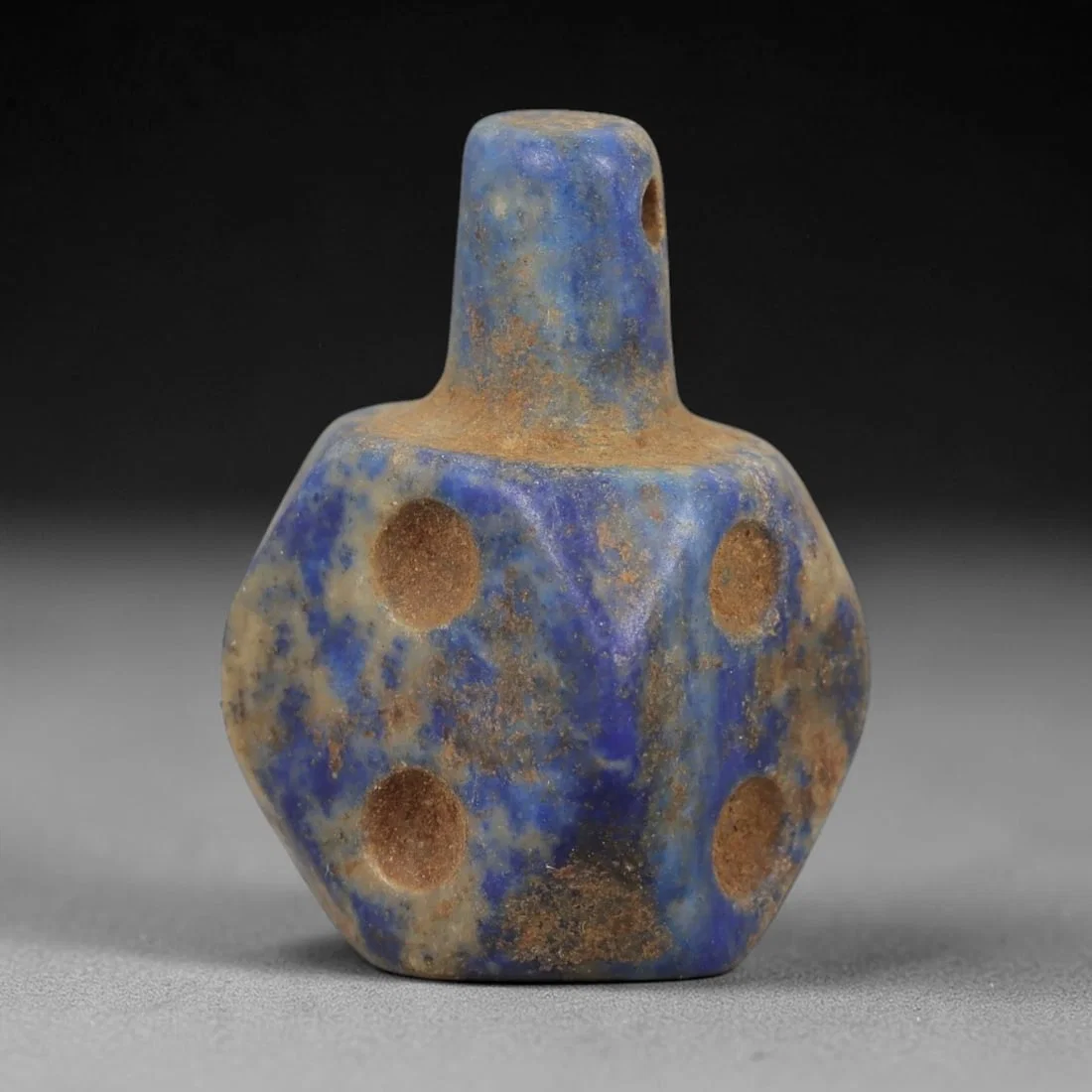 Ancient Lapis Lazuli Amulet - Egyptian Dice Form Relic, 24AP