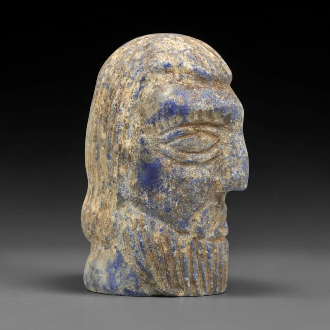 Ancient Lapis Lazuli Bust - Near Eastern Male Figurine, 29ZS