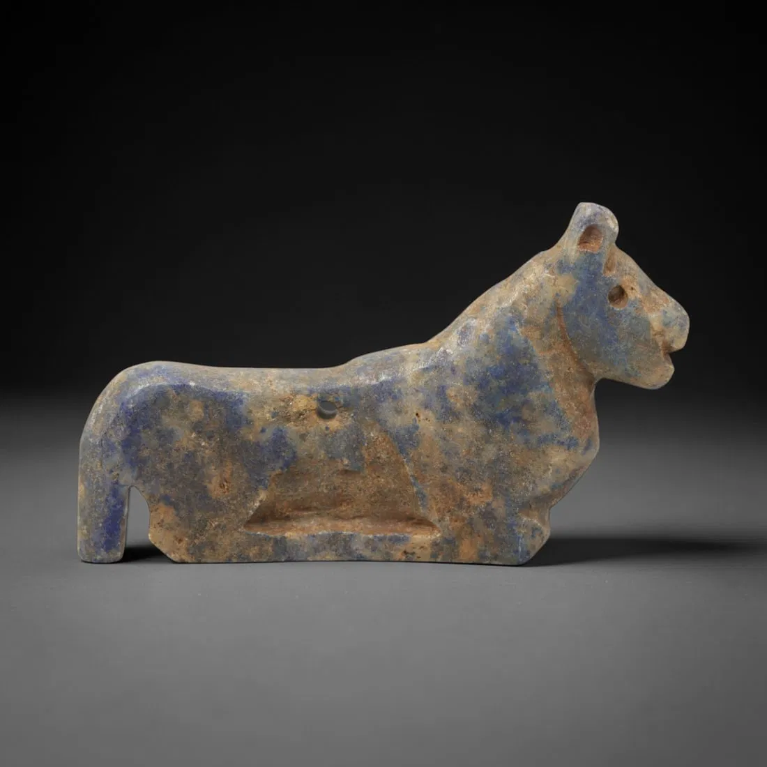 Ancient Lapis Lazuli Feline - Near Eastern Amulet Figurine, 44XV