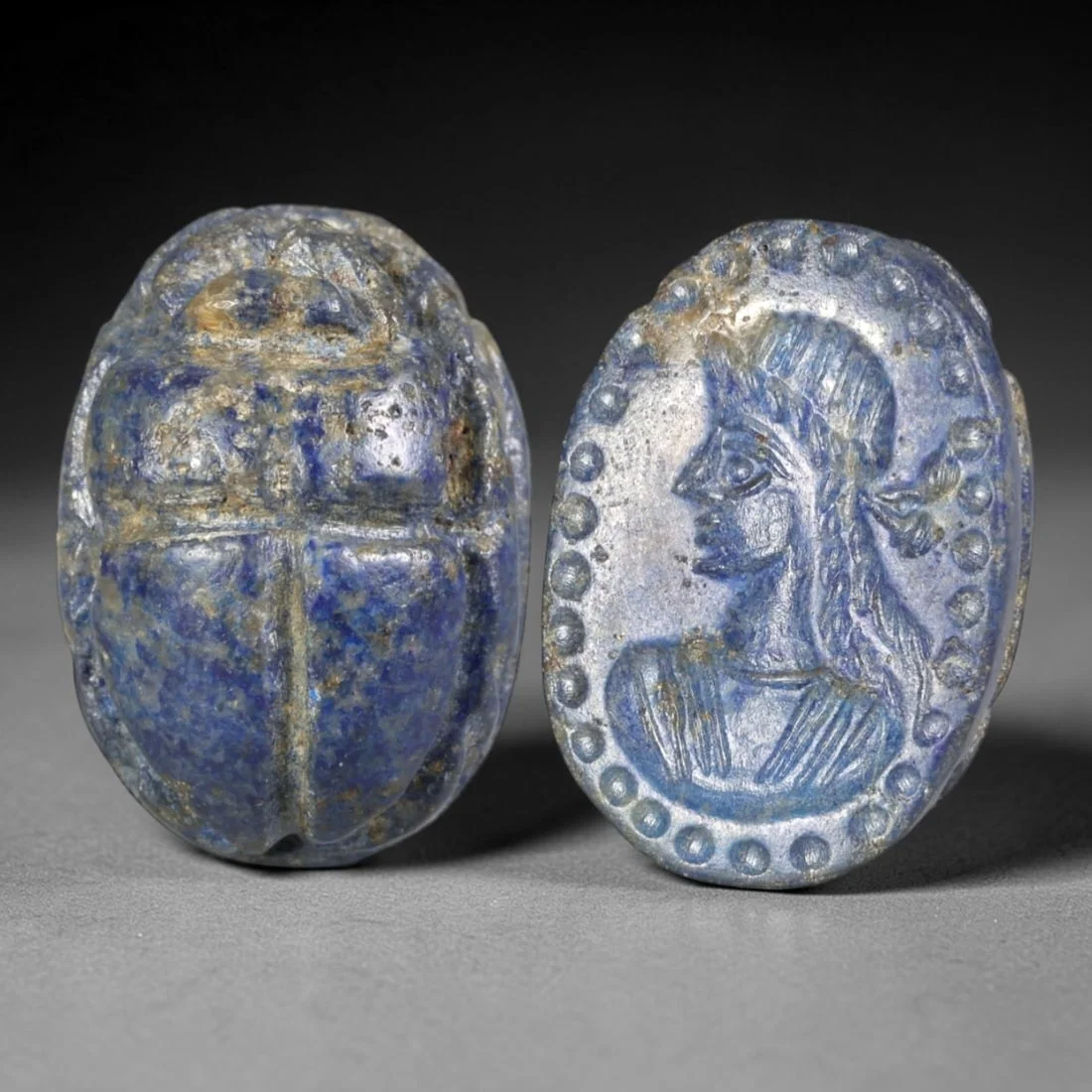 Ancient Lapis Lazuli Scarab - Near Eastern Figural Seal, 77AS