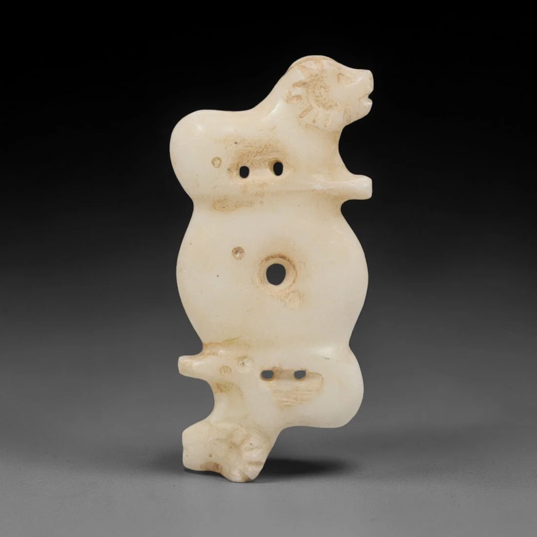Ancient Marble Double Feline - Near Eastern Amulet Figurine, 96XR