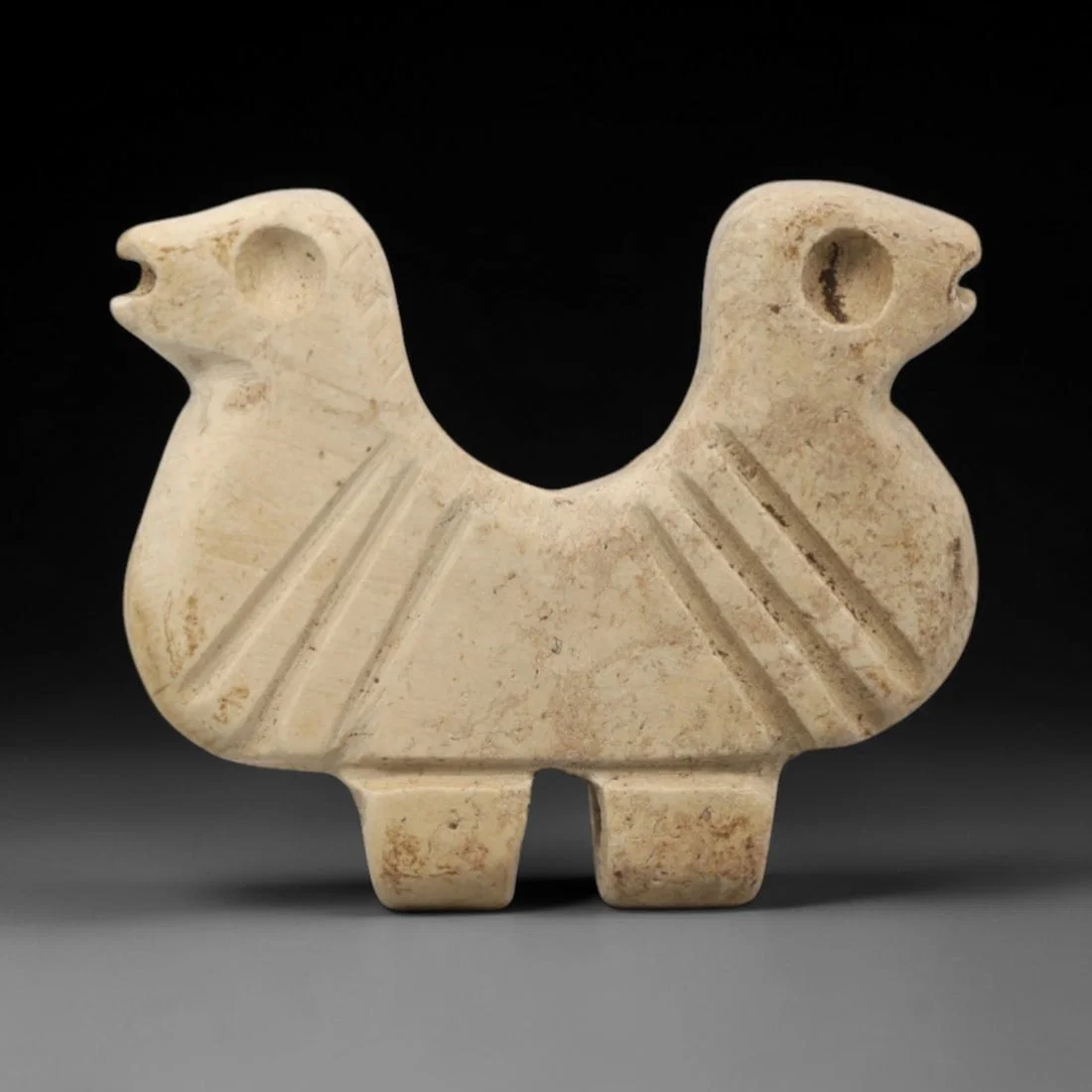 Ancient Near Eastern Stone Double Bird Amulet - Carved Figurine, 90ZW