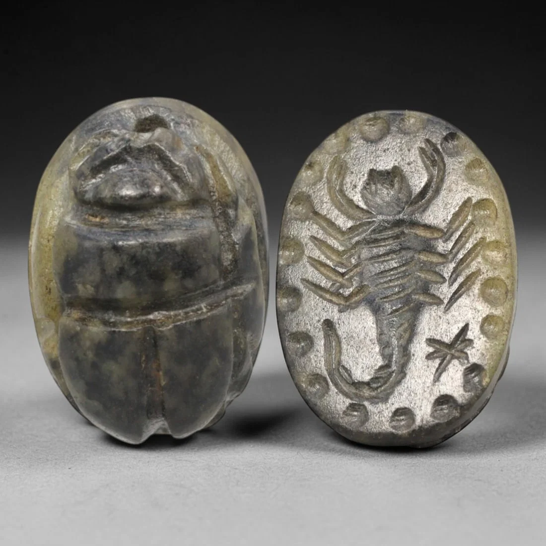 Ancient Serpentine Scarab - Near Eastern Scorpion Zoomorphic Seal, 32XT