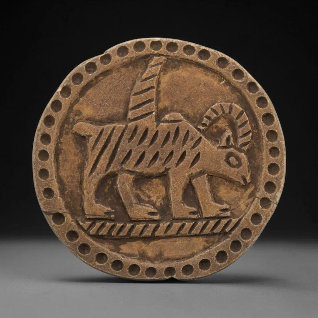 Ancient Steatite Plaque - Near Eastern Winged Ram Relief, 26ZY