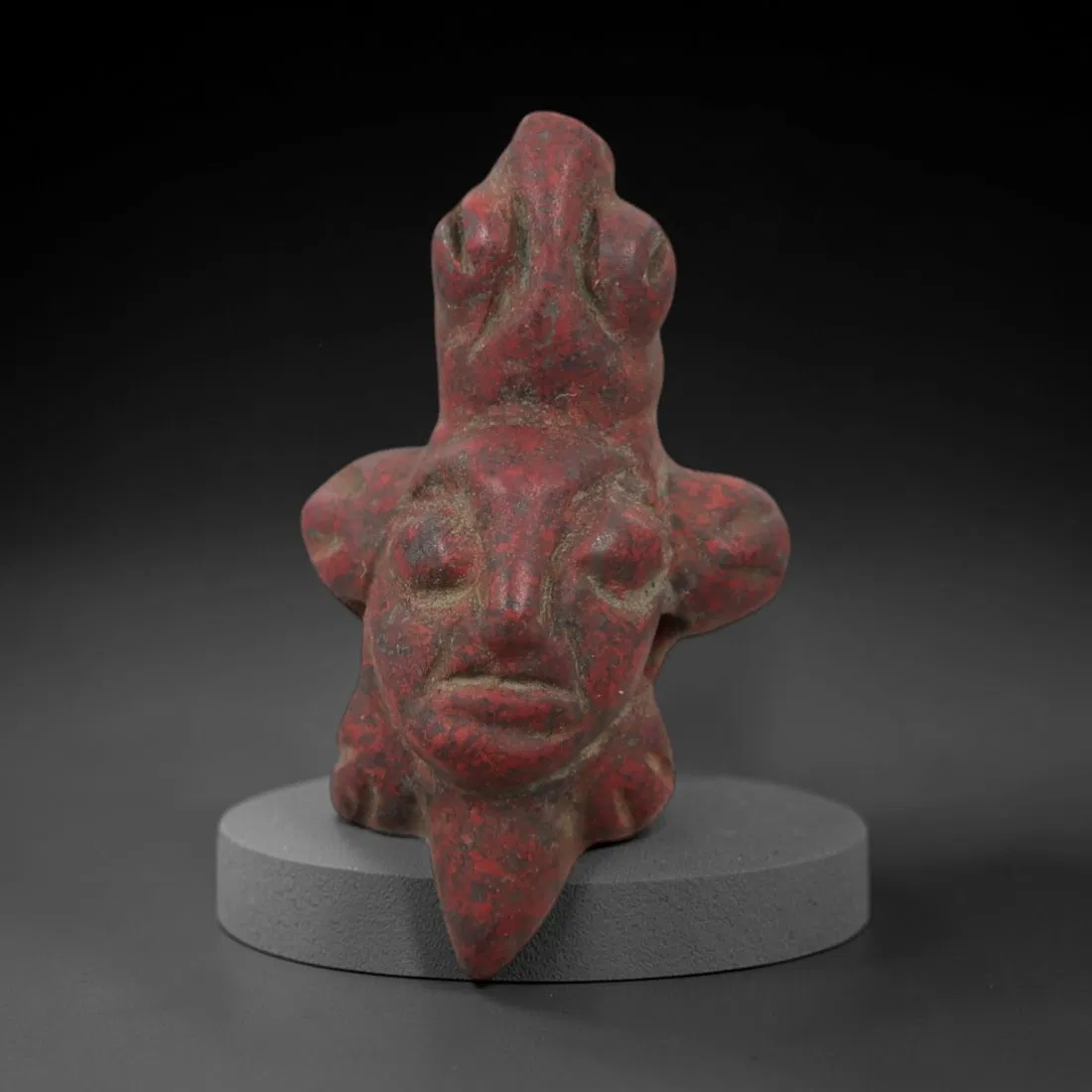 Ancient Stone Anthropomorphic Head Amulet - Near Eastern Ritual Figurine, 6AG