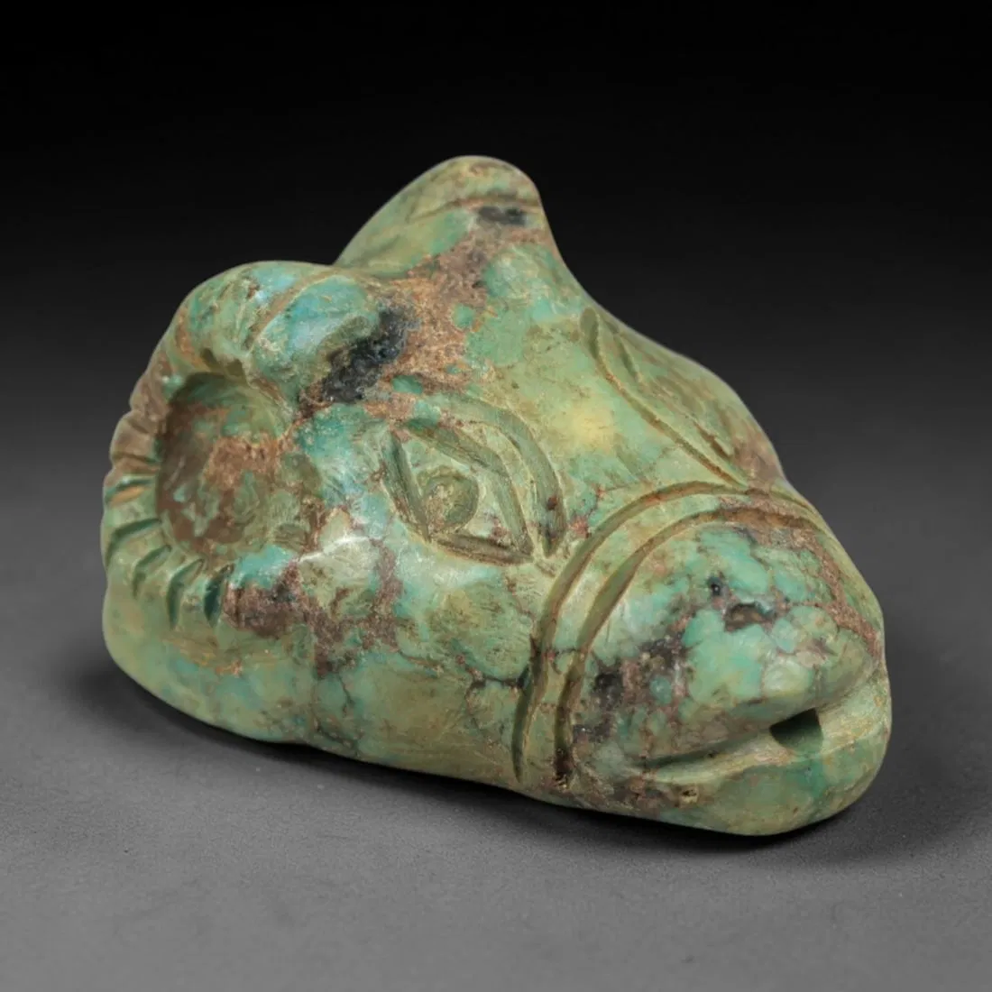 Ancient Turquoise Amulet - Near Eastern Ram Head, 76AK
