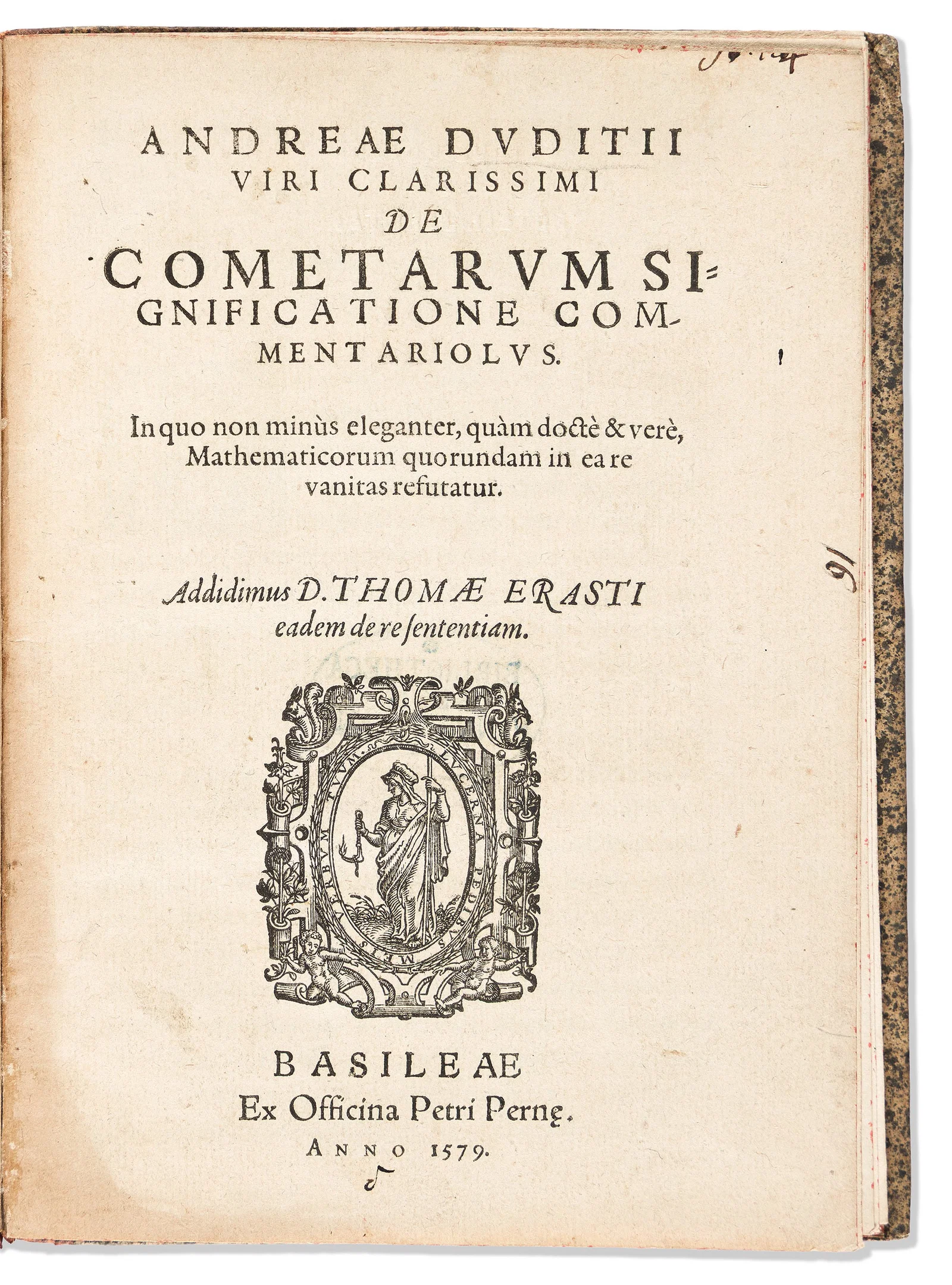 Andreas Dudith (1533-1589) De Cometarum Significatione Commentariolus. Basel: Ex Officina Petri
