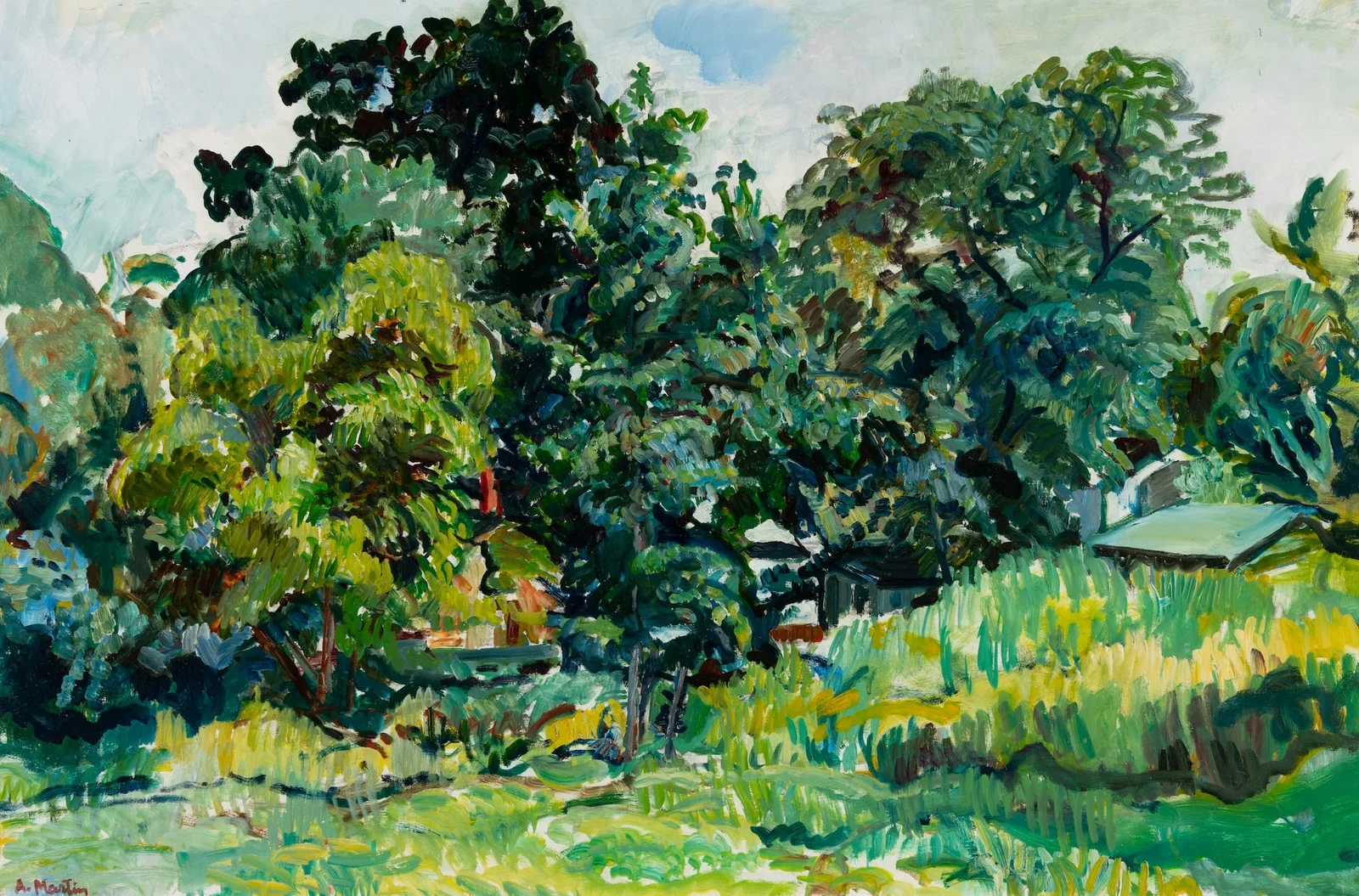 Andrew Martin (Am. 1923-1997), Florida Field, Oil on canvas, framed under glass