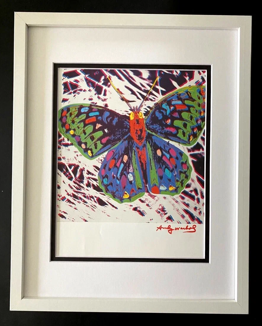 Andy Warhol 1980s Butterfly Signed Pop Art Print Collector Ready to Hang