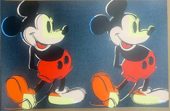 Andy Warhol (American 1928-1987) Double Mickey Mouse Screen print with diamond dust Serigraph.