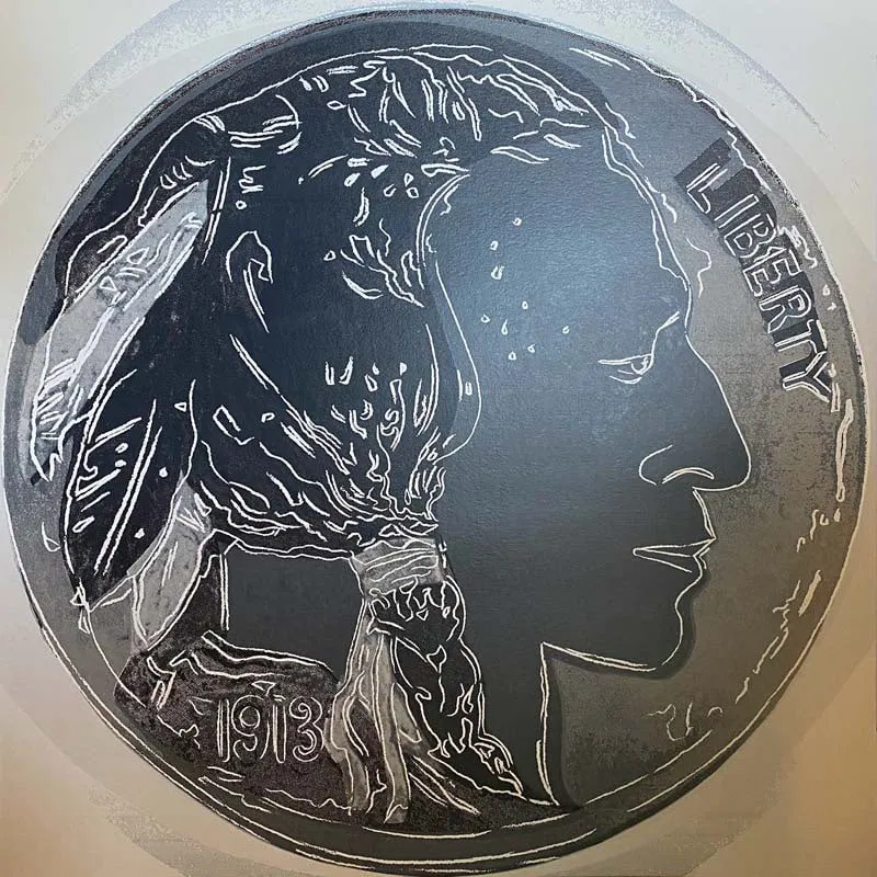 Andy Warhol (American 1928-1987) Screenprint Indian Head Nickel 1986 from the Cowboys and Indians