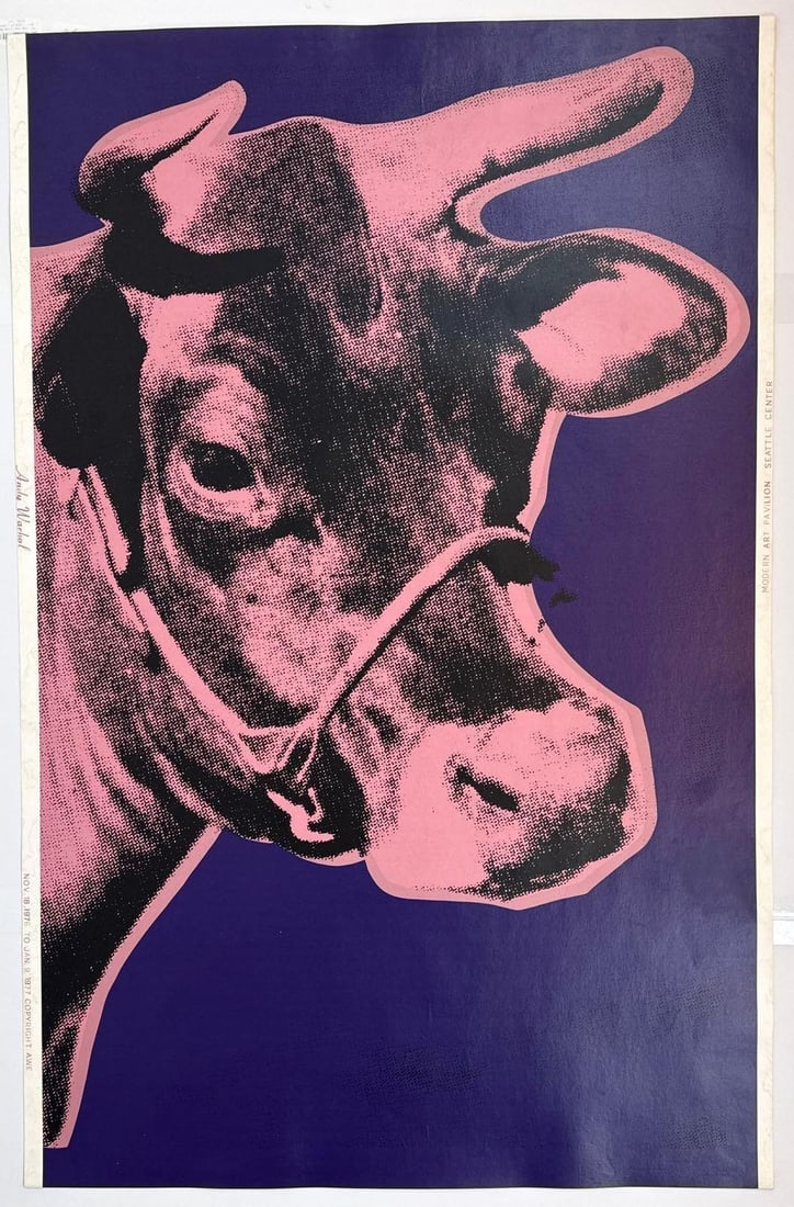 ANDY WARHOL COW SCREENPRINT ON WALLPAPER FACTORY ADDITIONS SEATTLE 1976