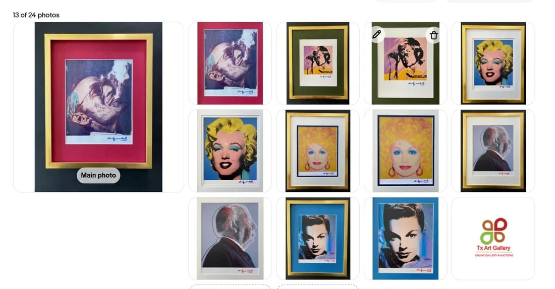 ANDY WARHOL + RARE 1984 SET OF 6 PORTRAIT PRINTS SIGNED MATTED AND FRAMED!