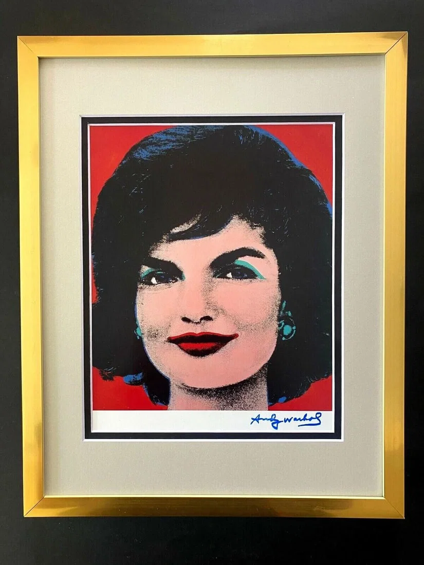 ANDY WARHOL + VINTAGE SIGNED JACKIE KENNEDY RETRO PRINT NEW FRAME POP ART
