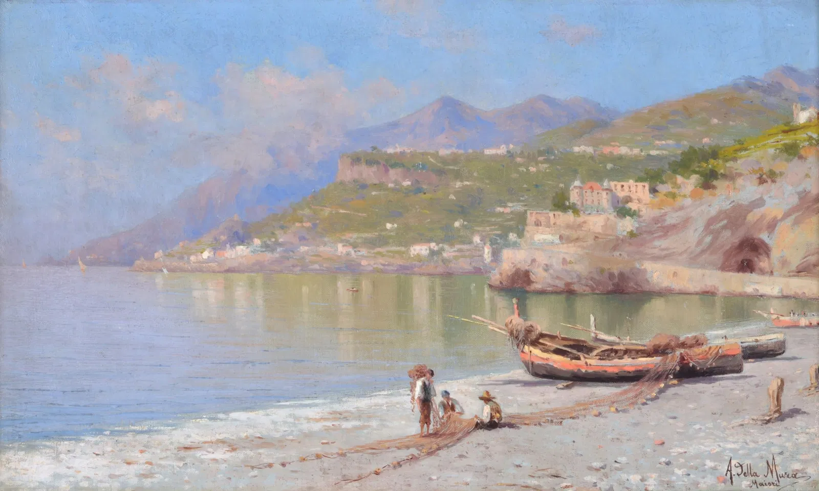 Angelo Della Mura (Maiori, 1867 - 1922) - Veduta di Maiori
