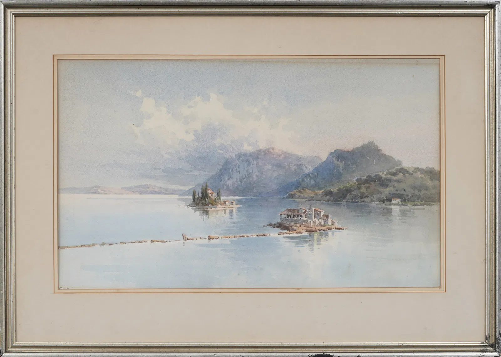 Angelos Giallinas (1857-1939) Antique Greek Island Seascape Original Corfu Island Rare Painting