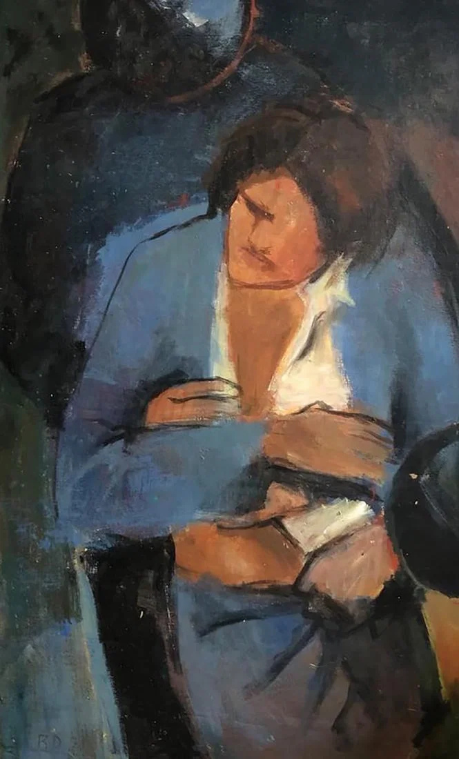 Anonymous oil painting on canvas on board signed with initials R.D circa 1950