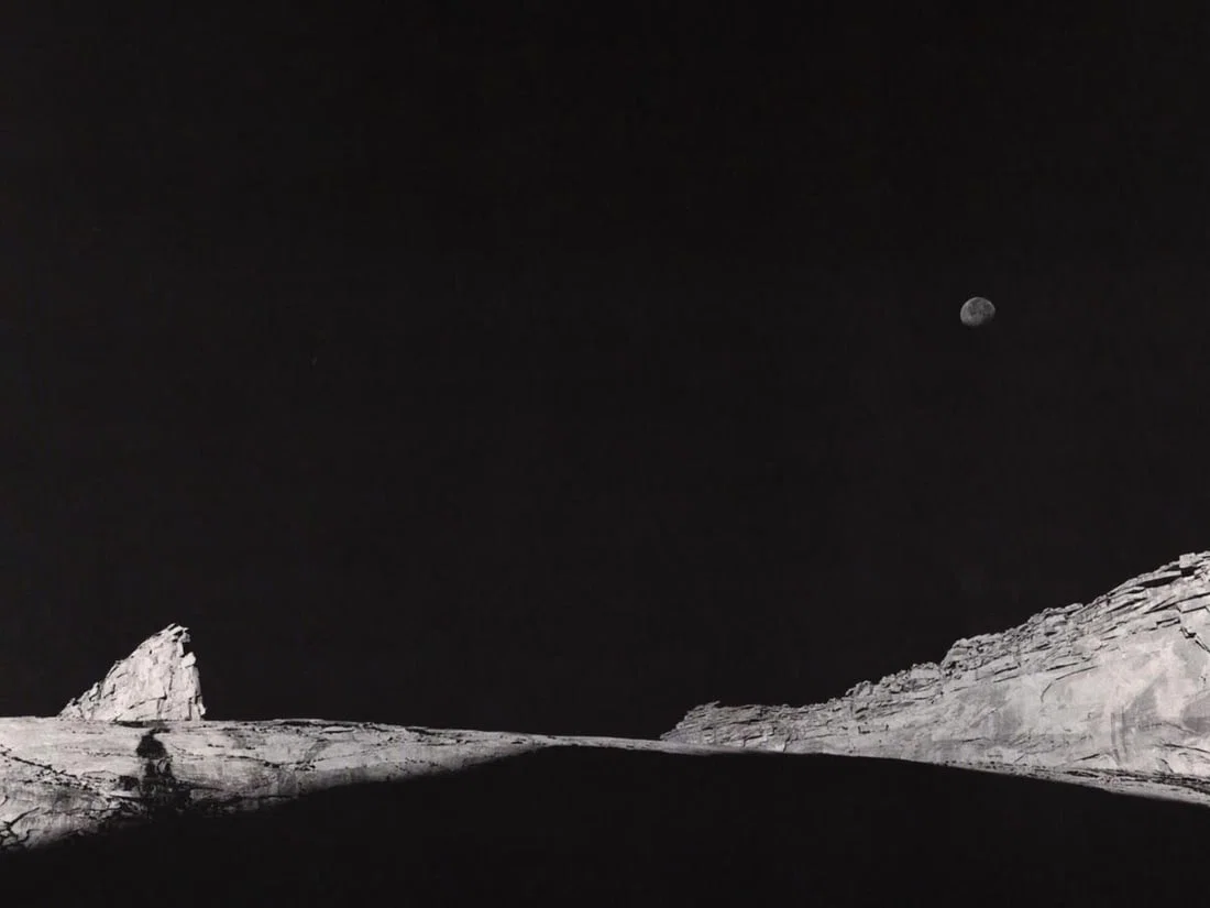 ANSEL ADAMS - HIgh Country Crags and Moon, KIngs Canyon, c. 1935