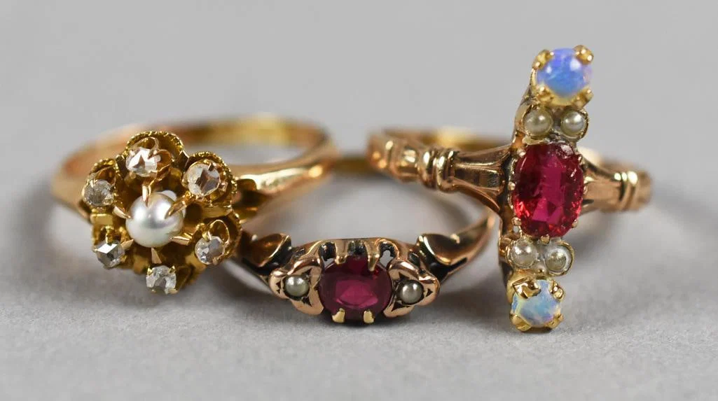 Antique 10K Yellow Gold and Gem Stone Rings