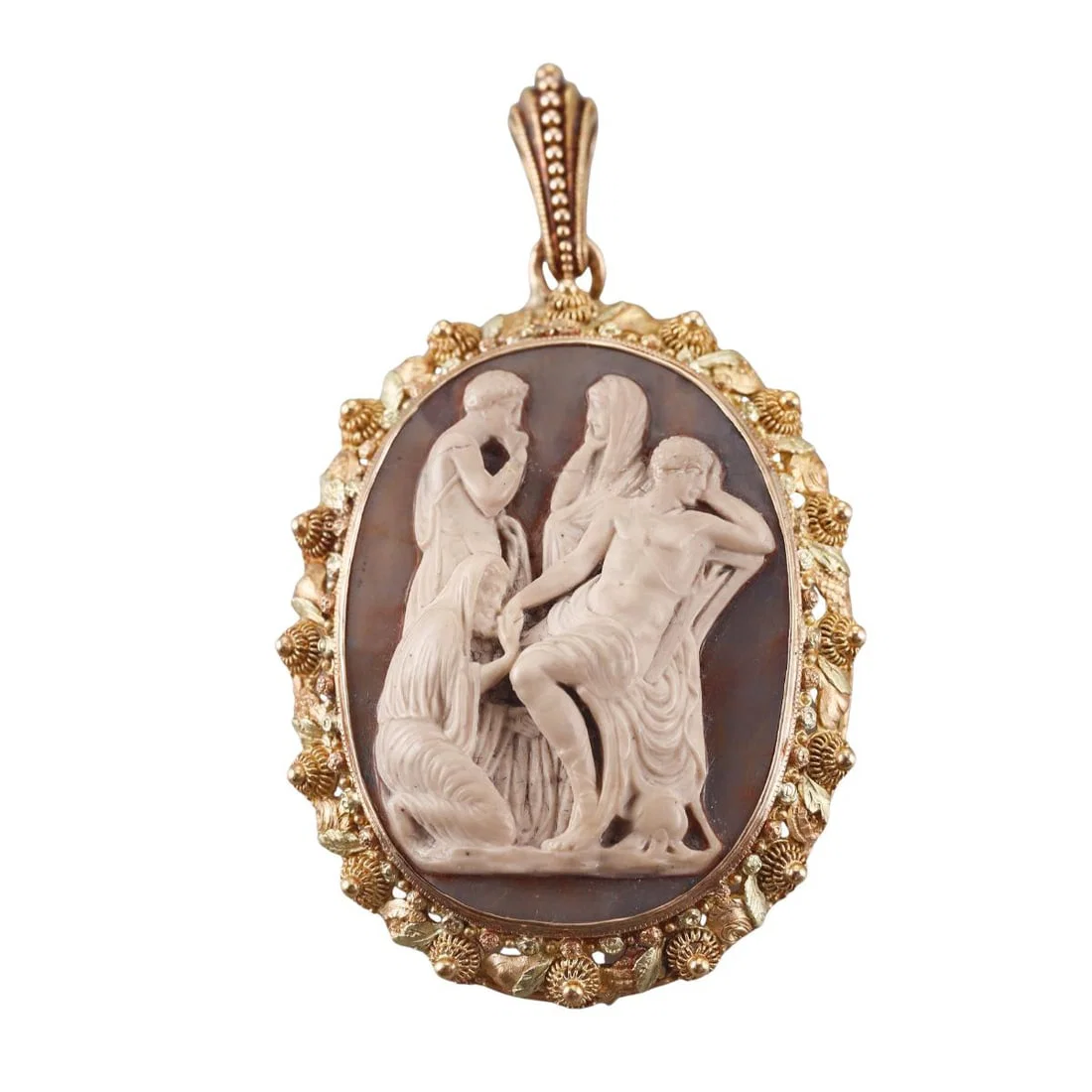 Antique 14k Gold Agate Lava Cameo Pendant