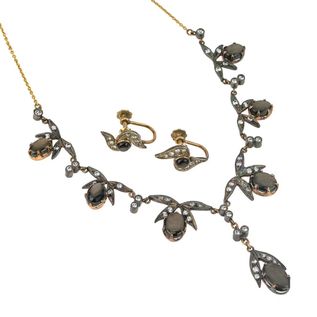 Antique 18k & Smoky Topaz 3 Piece Set