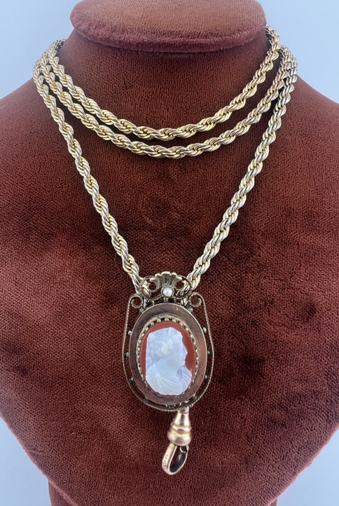 Antique 19th C Gold Filled Necklace Chain w Slide