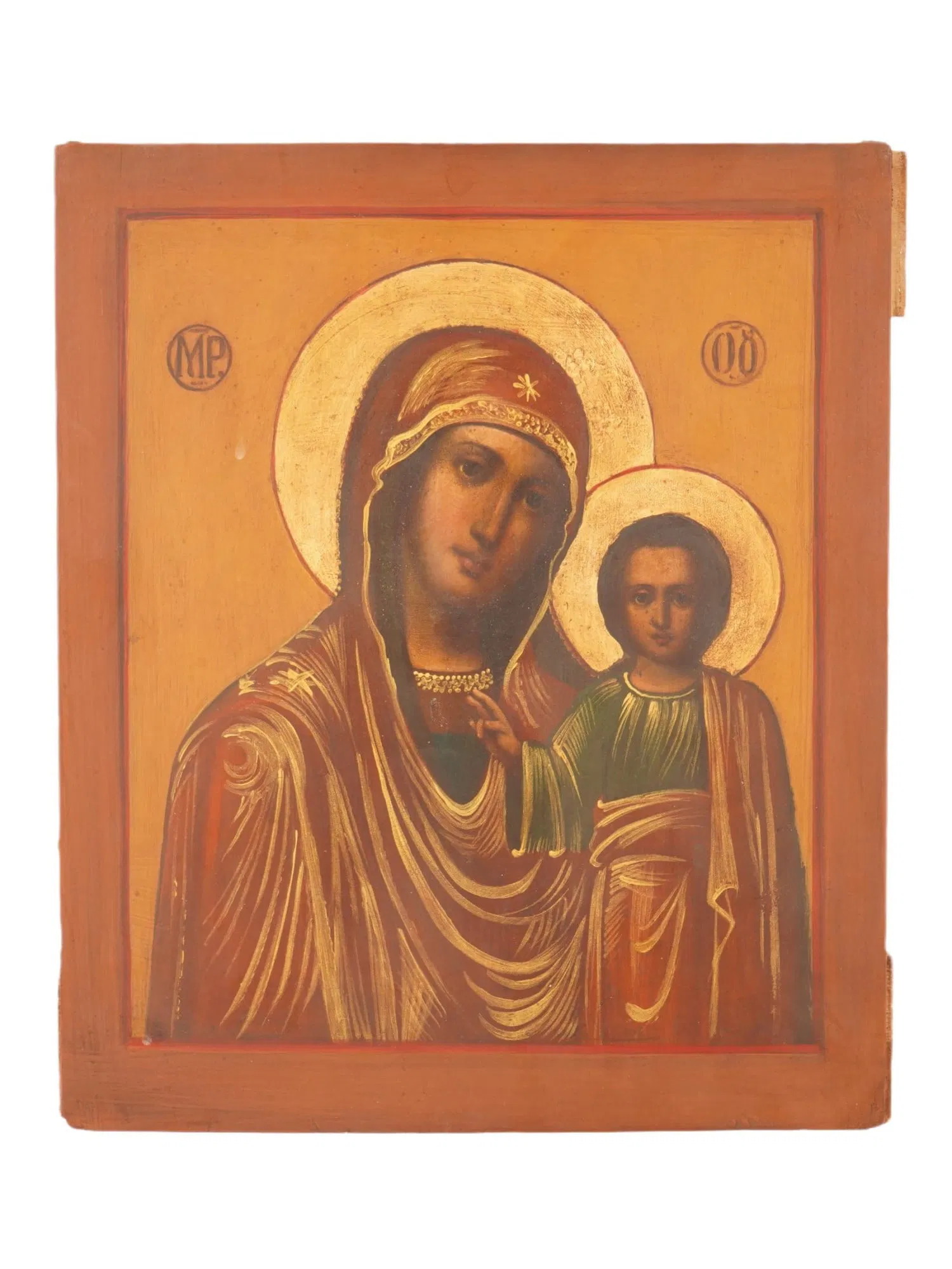 ANTIQUE 19TH C RUSSIAN MOTHER OF GOD KAZAN ICON