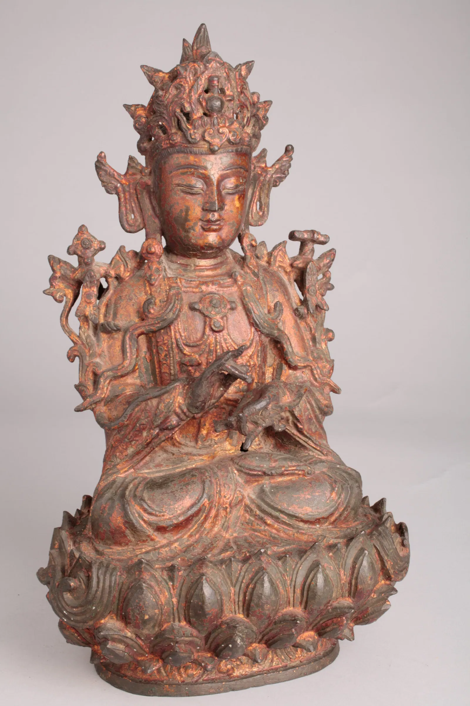 Antique Chinese Bronze Figure of a Seated Bodhisattva, Ming Dynasty