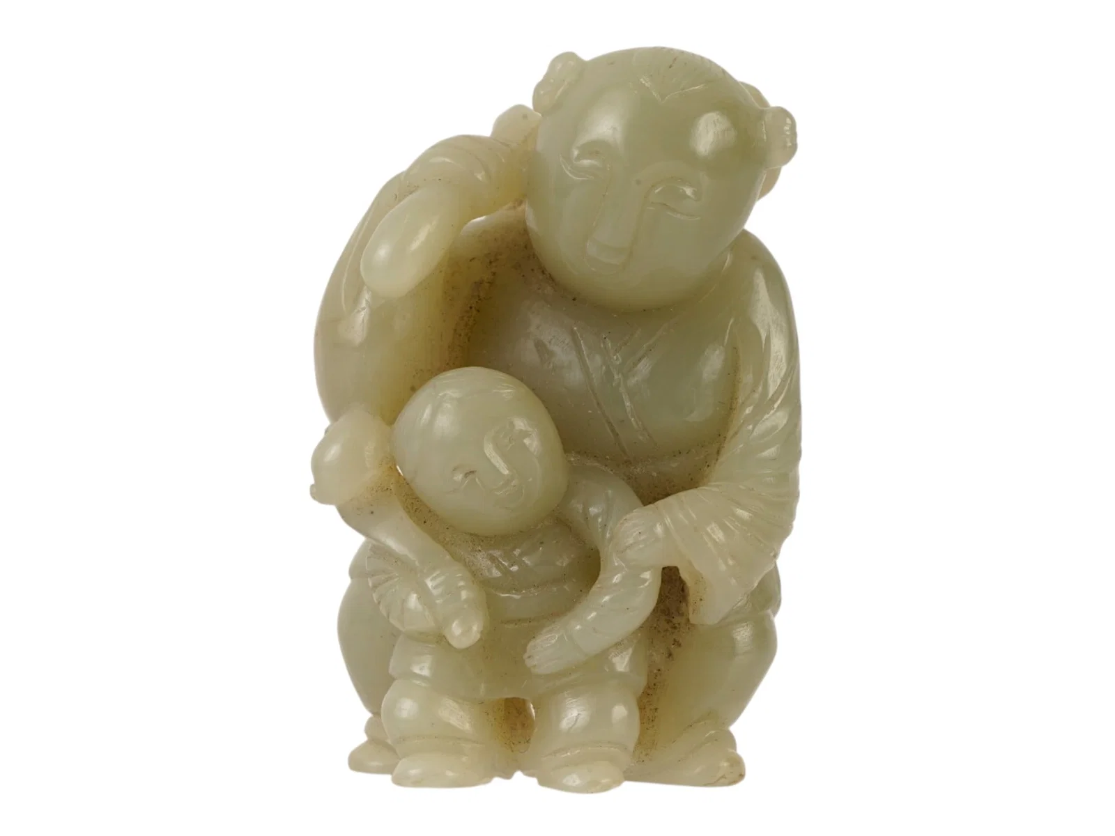 ANTIQUE CHINESE FIGURINE HAND CARVED FROM NEPHRITE JADE