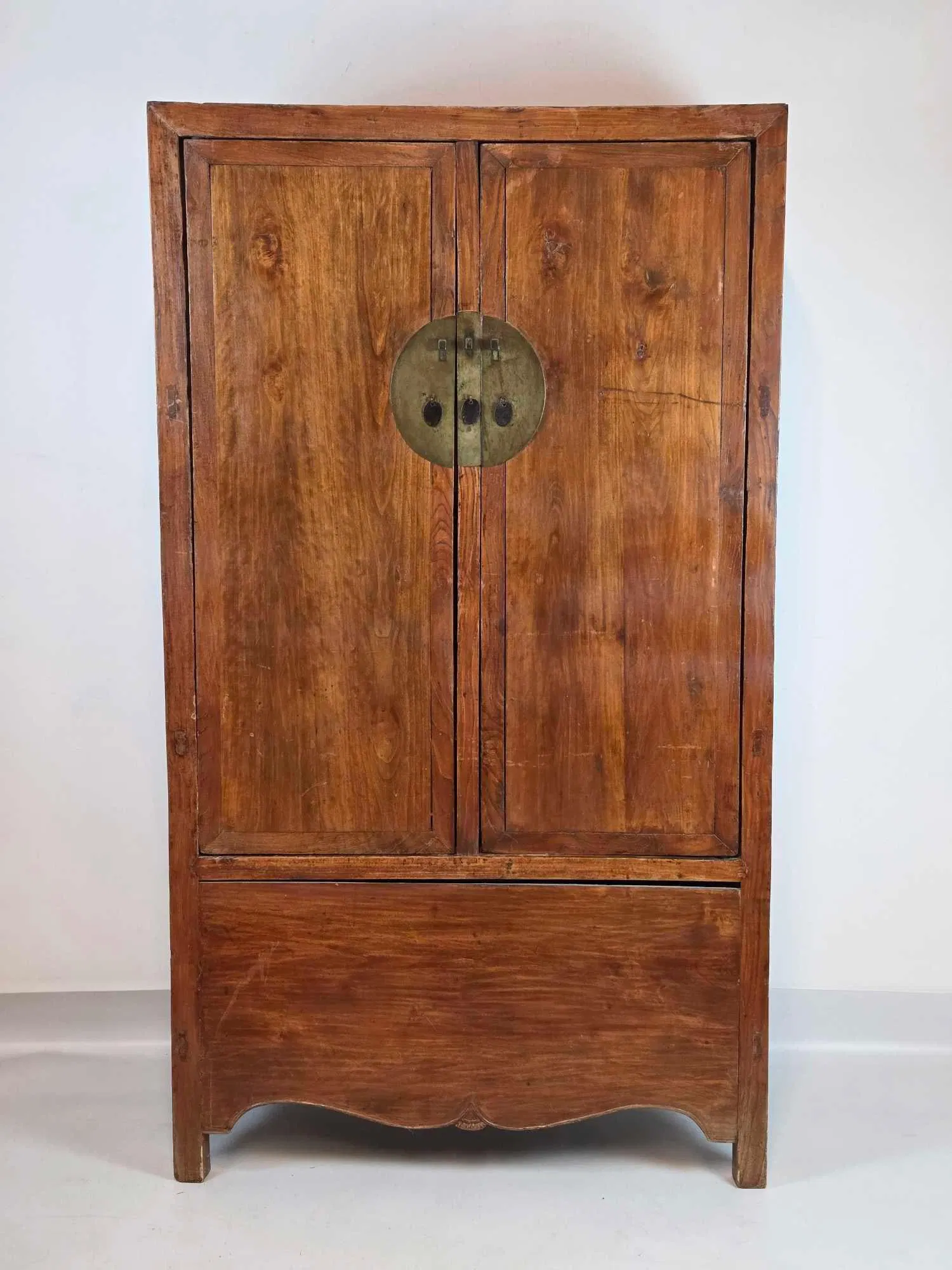ANTIQUE CHINESE NATURAL ELM WOOD 2-DOOR WEDDING CABINET (2 of 2)