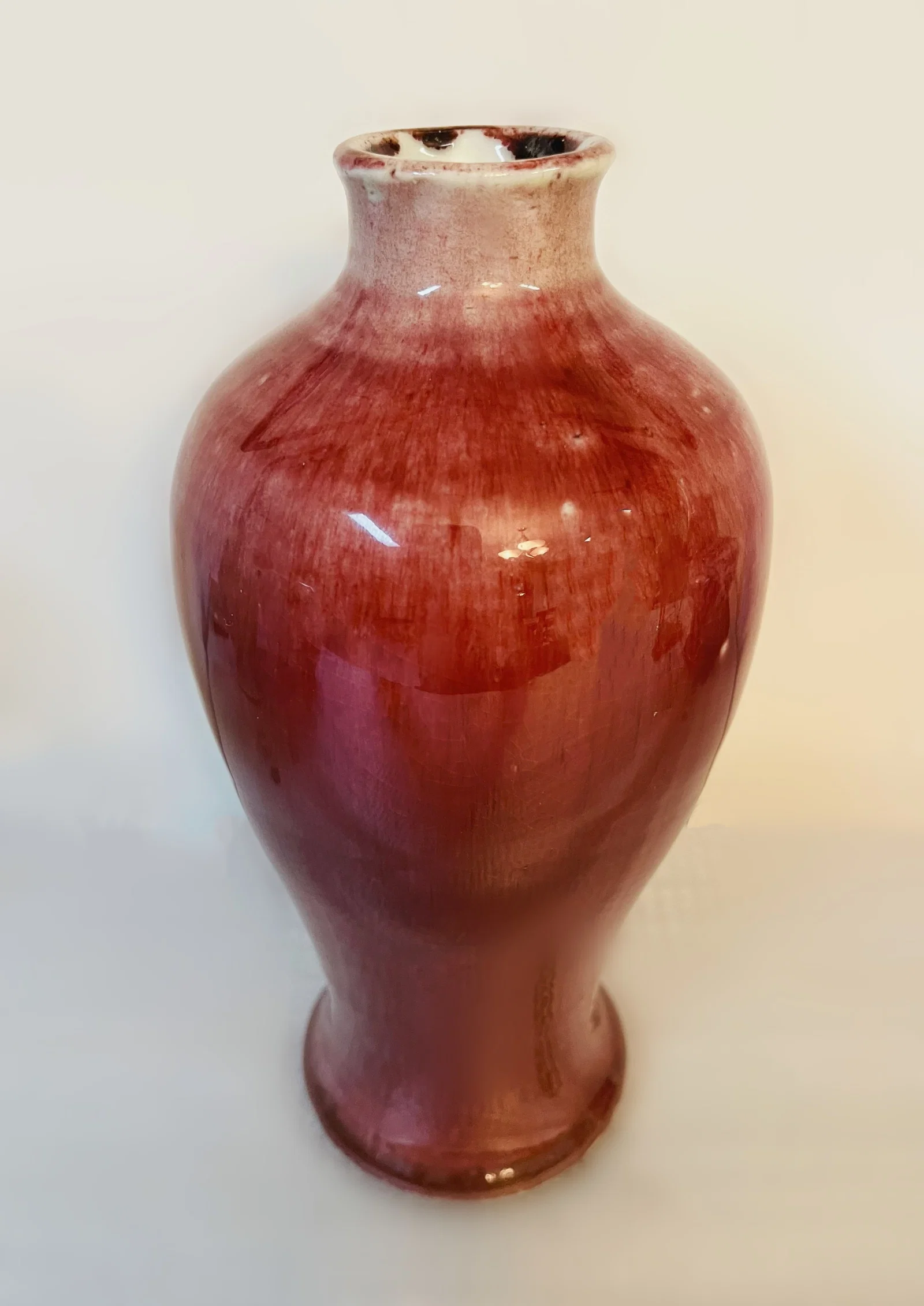 ANTIQUE CHINESE QING DYNASTY COPPER-RED GLAZE MEIPING