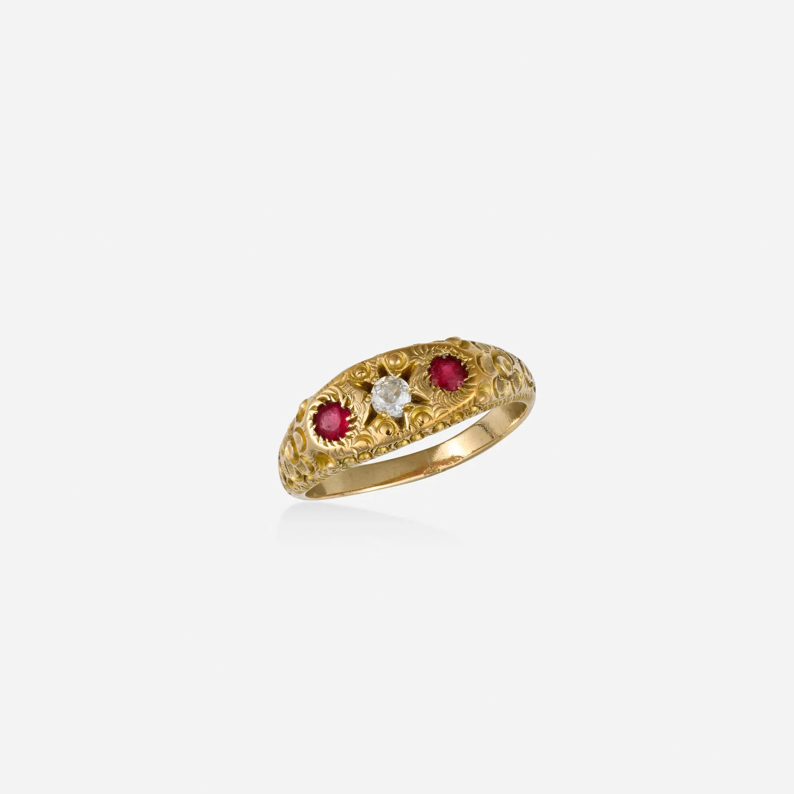 Antique, Diamond, glass, and gold ring