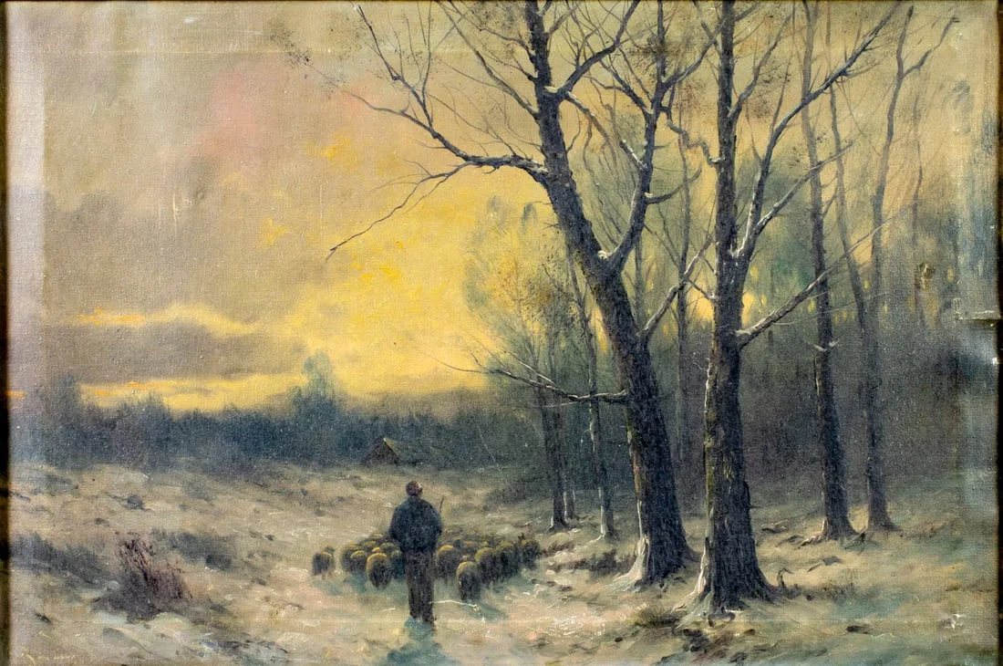 Antique early 20C American oil painting signed