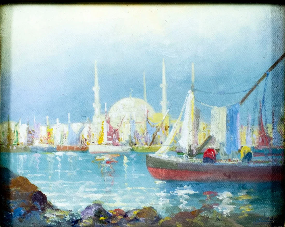 Antique early 20C European oil painting signed