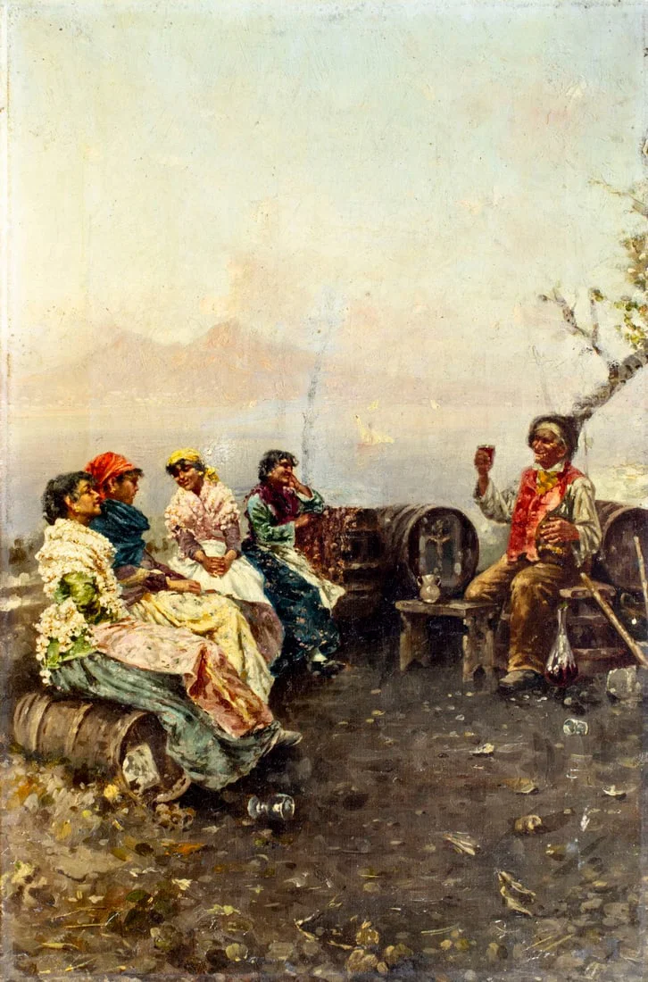 Antique early 20C Italian oil painting