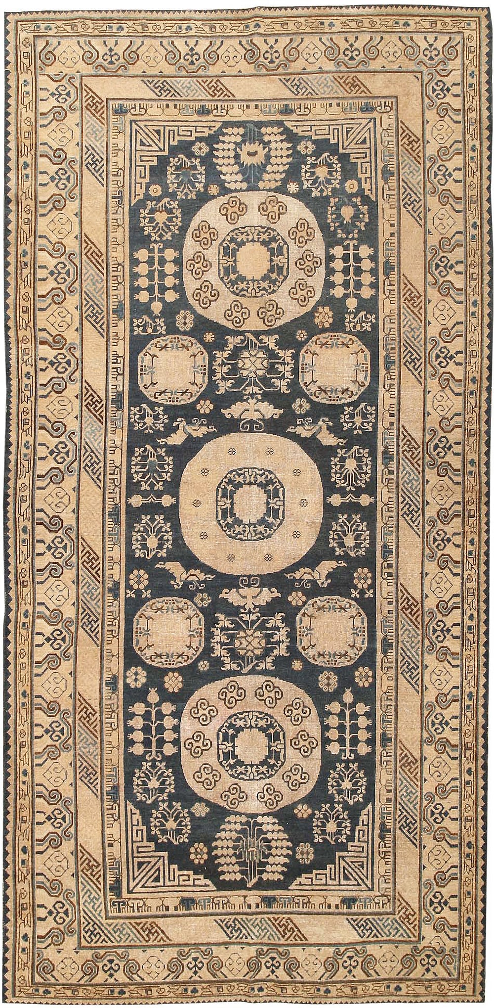 Antique East Turkestan Khotan Rug 12 ft 3 in x 6 ft (3.73 m x 1.82 m)