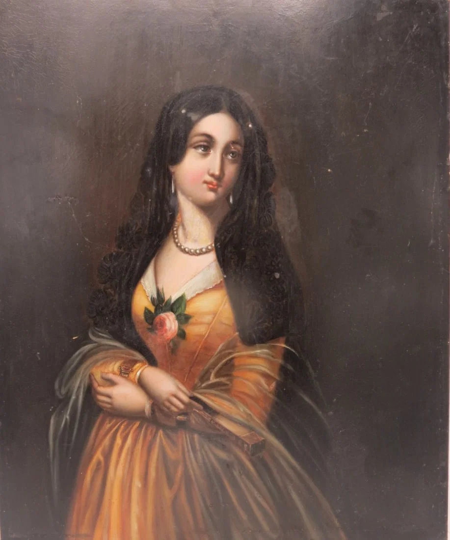 Antique European Oil on Board Art: 15.5" x 13" Unframed (Circa 1880s)