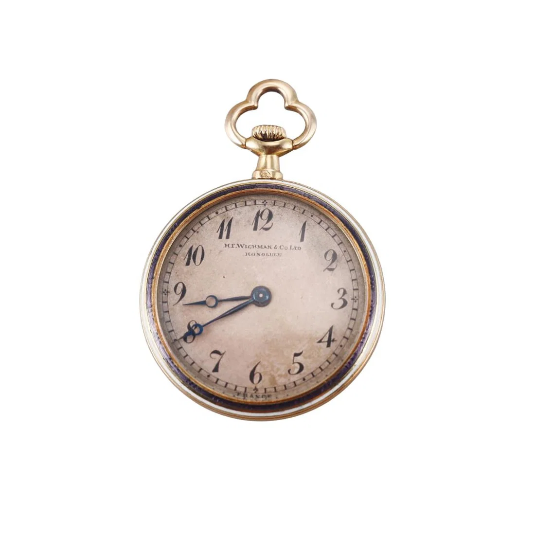 Antique French 18k Gold Diamond Enamel Pocket Watch