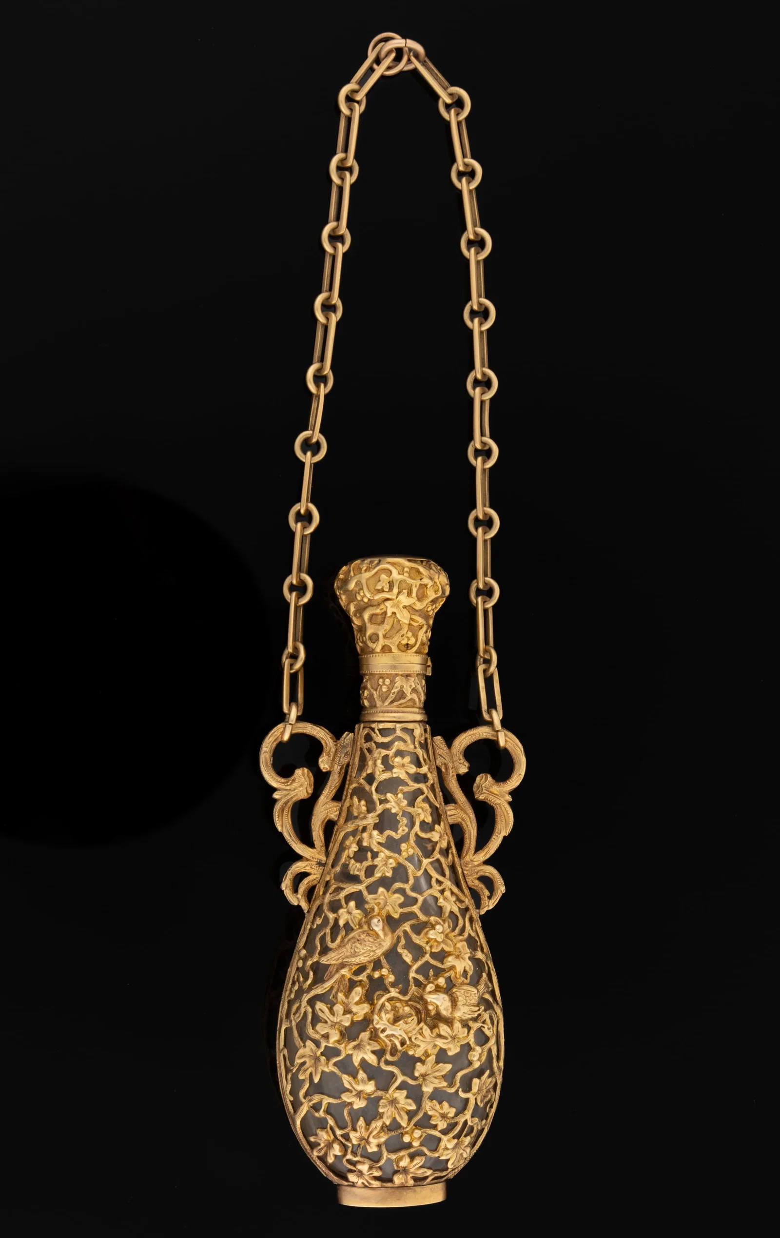 ANTIQUE FRENCH 18K YELLOW GOLD-MOUNTED PERFUME / SCENT BOTTLE