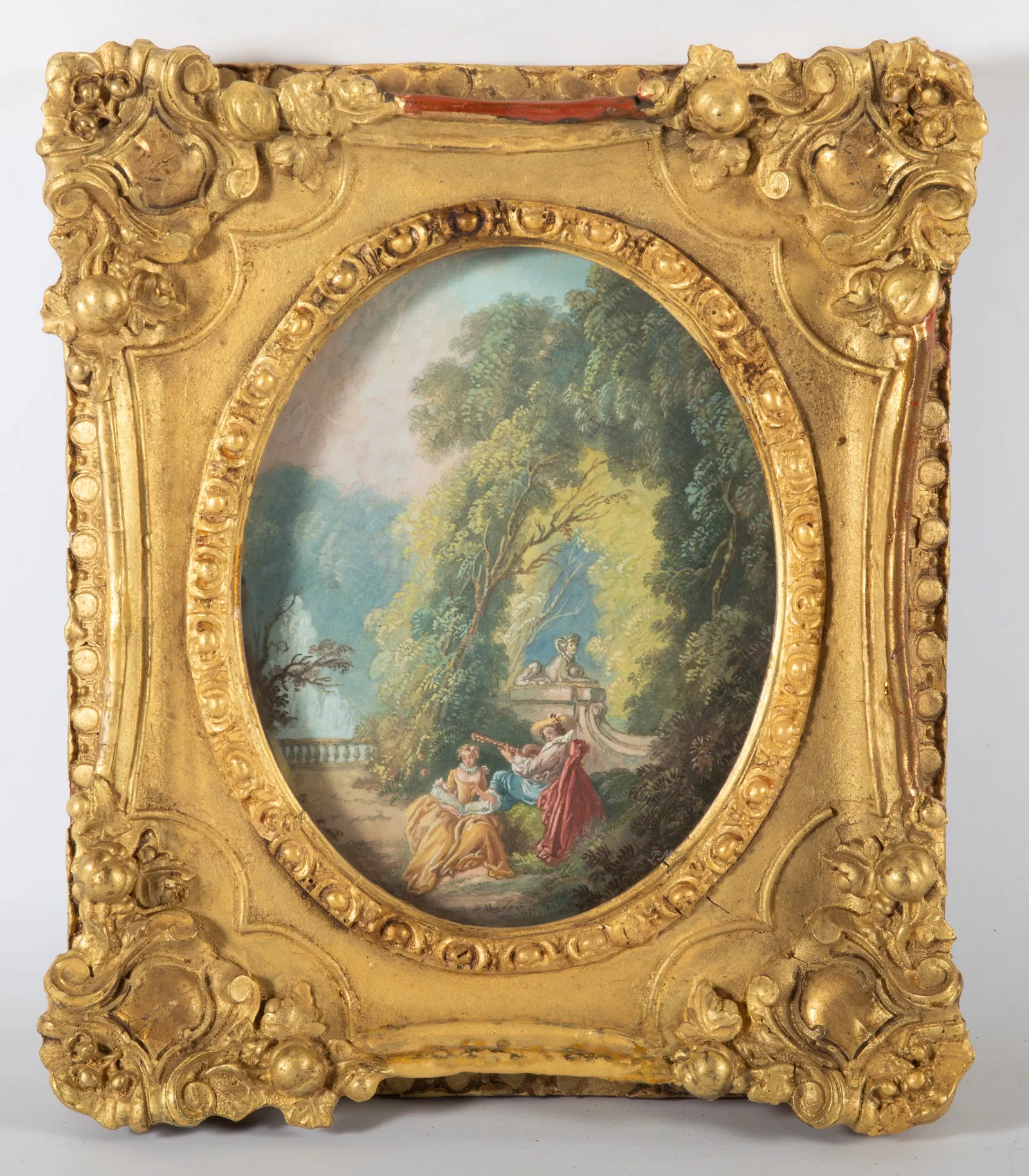 ANTIQUE FRENCH GOUACHE PAINTING